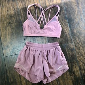 Lululemon sports bra and running shorts set, great condition